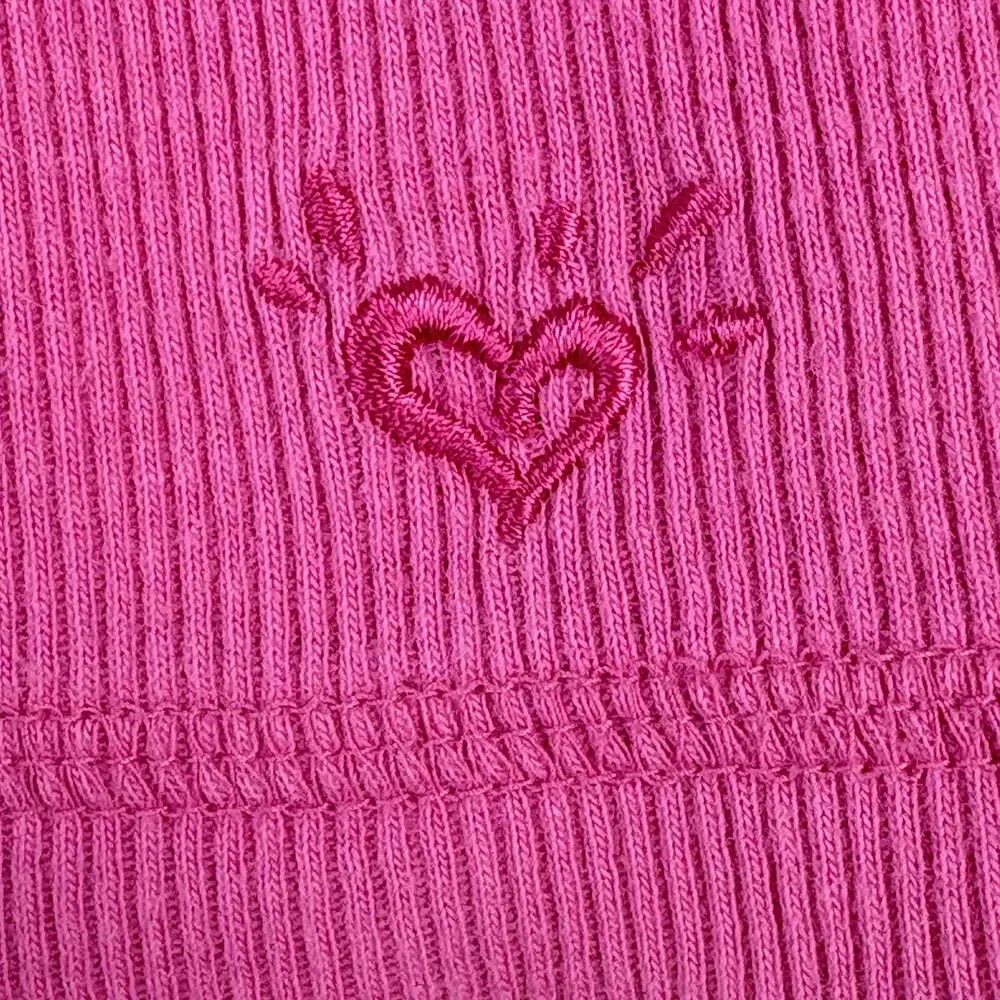 Vintage Y2K Justice Ribbed Tank Girls M Hot Pink Rhinestones Kawaii Bella Swan